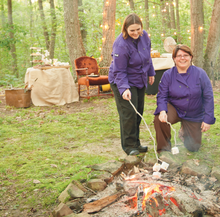 Alexa Lemley and Samantha Aulick, co-owners of 240Sweet: Alexa Lemley (left) and Samantha Aulick, co-owners of 240sweet, roast marshmallows that Lemly makes in Columbus.