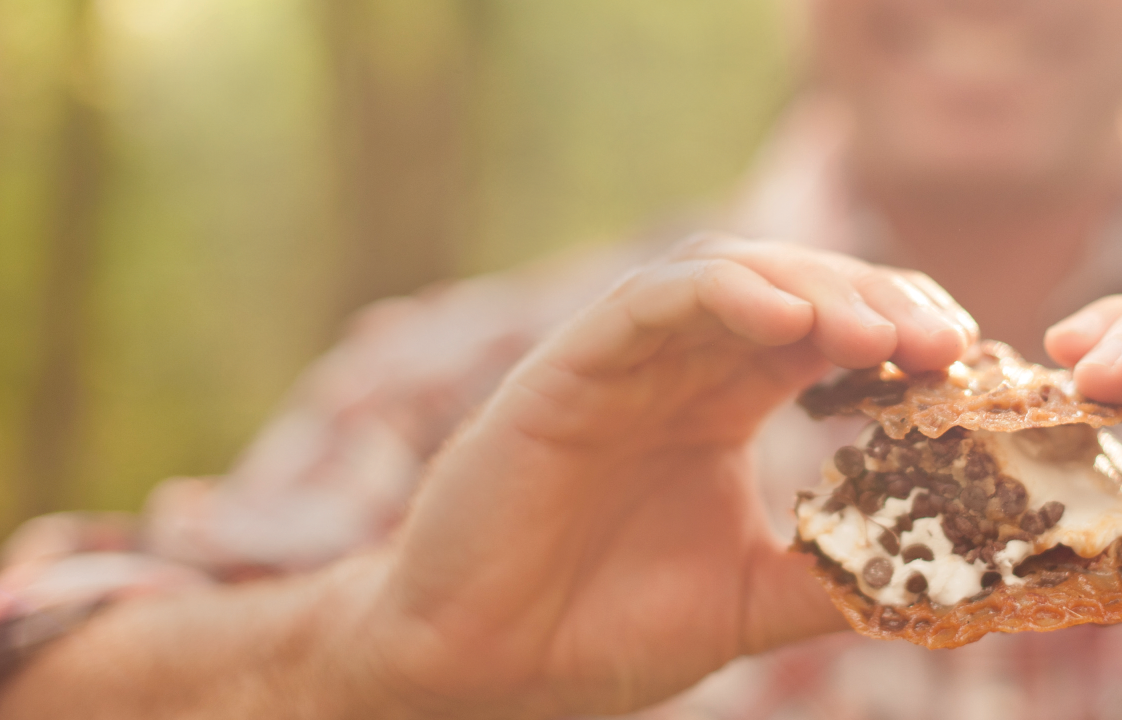 240Sweet's Chocolate Chip Marshmallow: Think outside the box when roasting s'mores. Try 240sweet's chocolate chip marshmallow sandwiched between lace cookies.