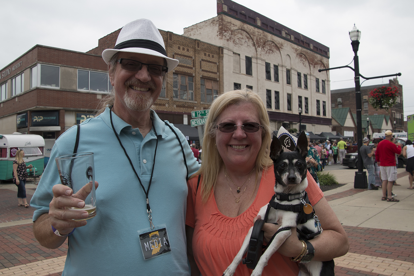 Beer geeks... and their official beer dog. Anderson Brewfest.