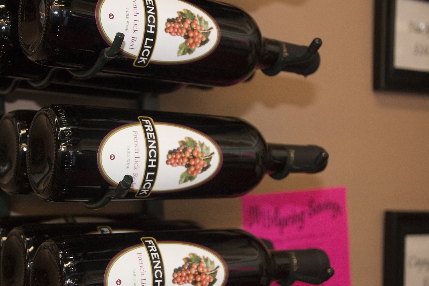 Wines from French Lick Winery ready to purchase and take home.