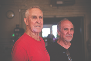 Tom Sittler (left) is an 82-year-old retired high school basketball coach and math teacher. He has been working for John Whetstone (right) for almost 20 years. Tom Sittler and John Whetstone