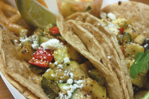 Revolución’s veggie tacos with back beans