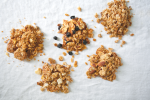 Clockwise from left: Chocolate Warrior Cereal; Cranberry Raisin Granola; Bakehouse Granola; Fire-Toasted Granola; Explore Blend. Granolas