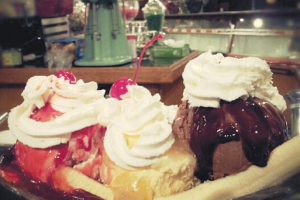 The award winning banana split at Indulge The award winning banana split at Indulge