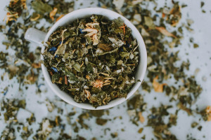 loose leaf tea in a cup
